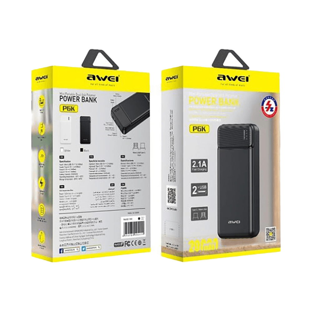 Awei P6K 20000mAh Power Bank Black