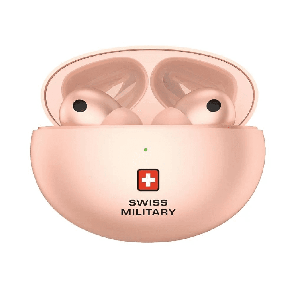 Swiss Military Victor3 Truly Wireless Bluetooth Active Noise Cancelling In-Ear Earbuds with Charging Case Pink