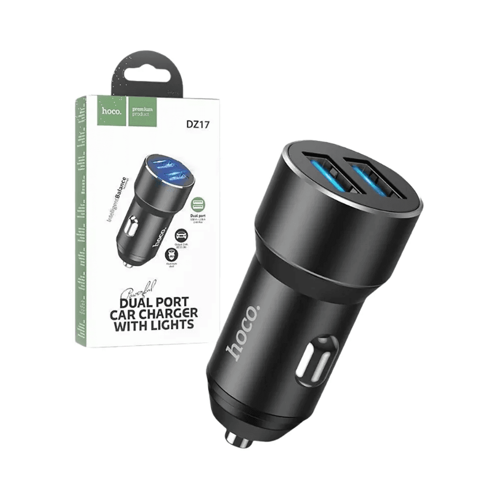 Hoco DZ17 Powerful Dual Port Car Charger with Lights