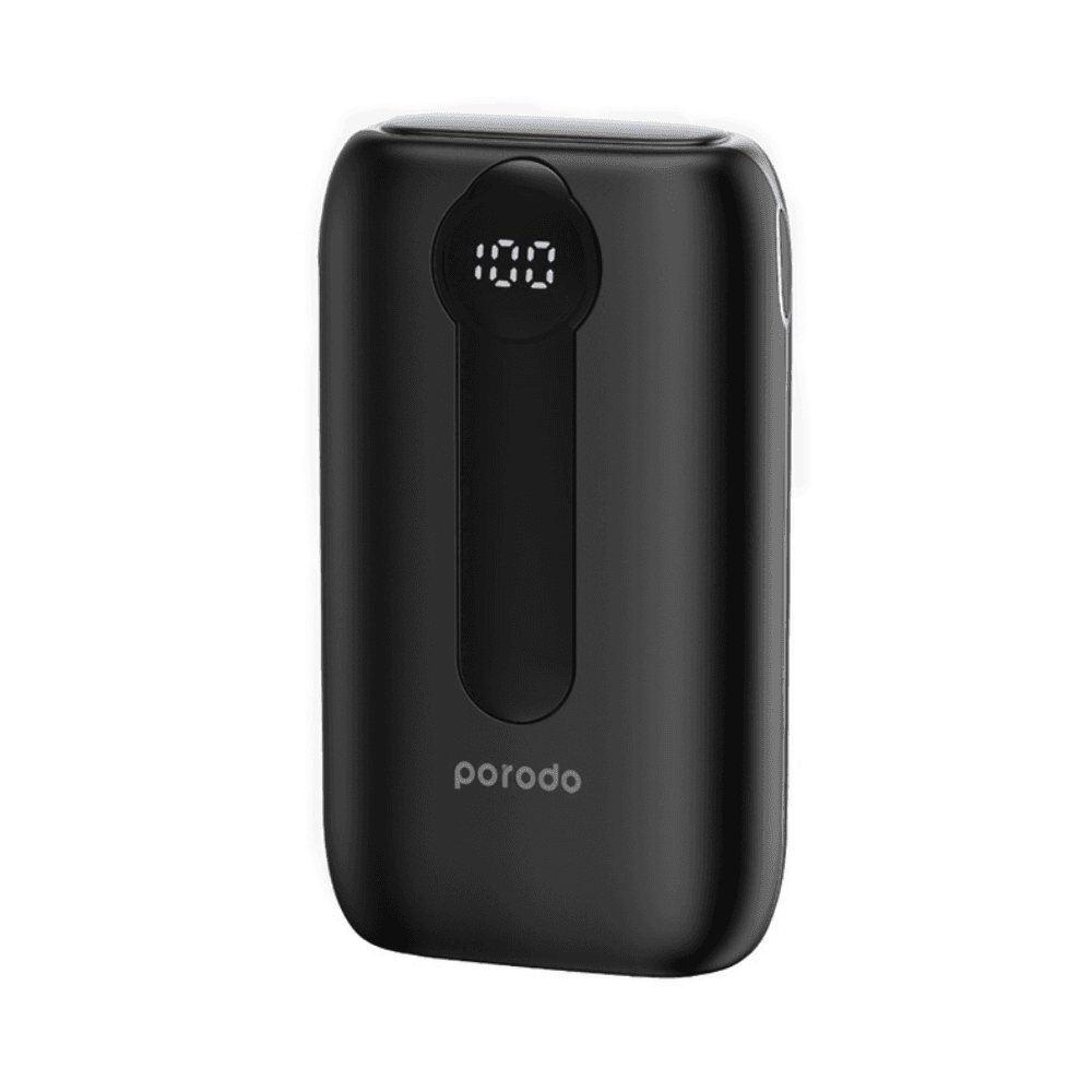 Porodo 4 In 1 10000mAh PD 20W Power Bank With Built In Cable Type-C & Lightning Station Black