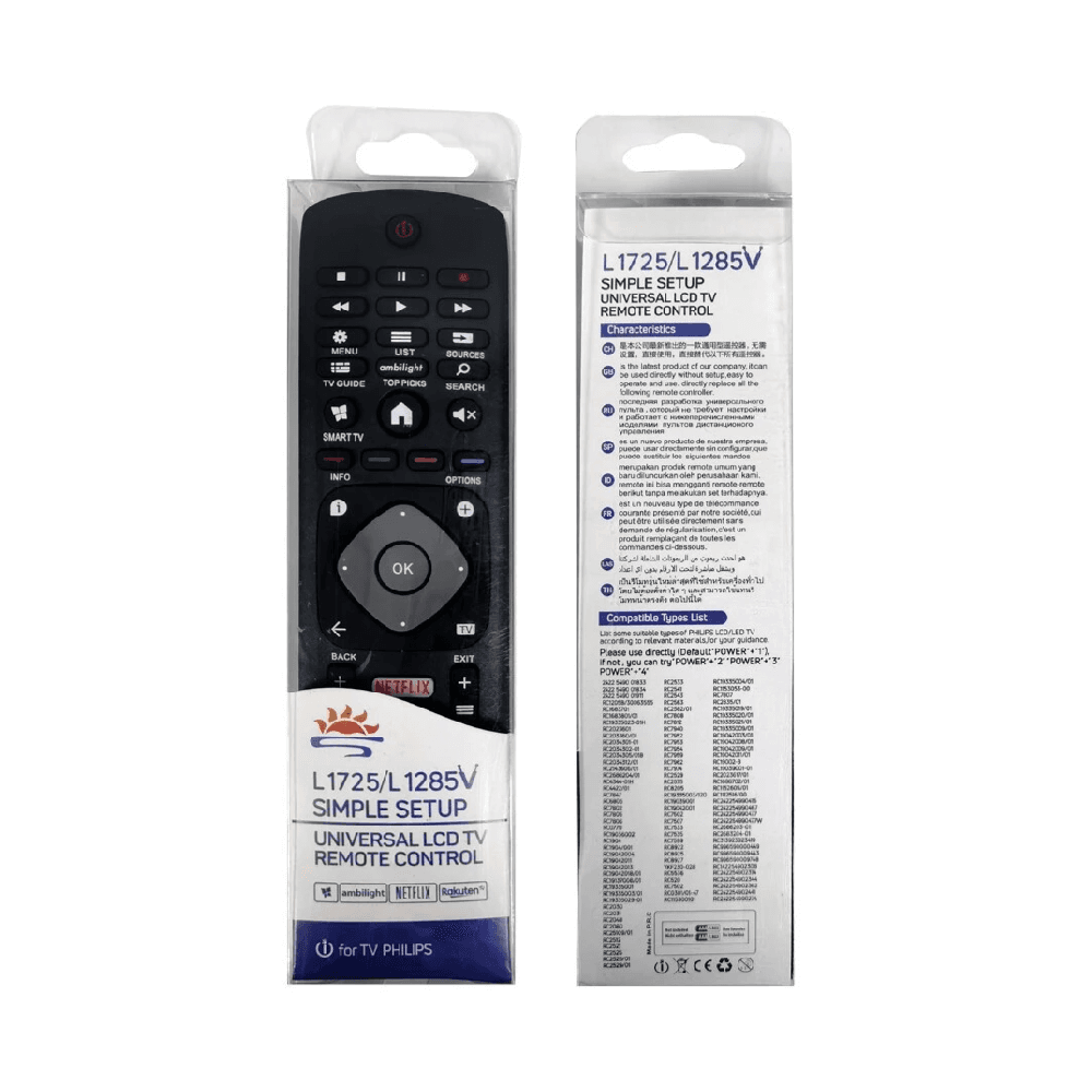 L1725/L1285V Universal Remote Control For Philips LCD, LED, & Smart TVs