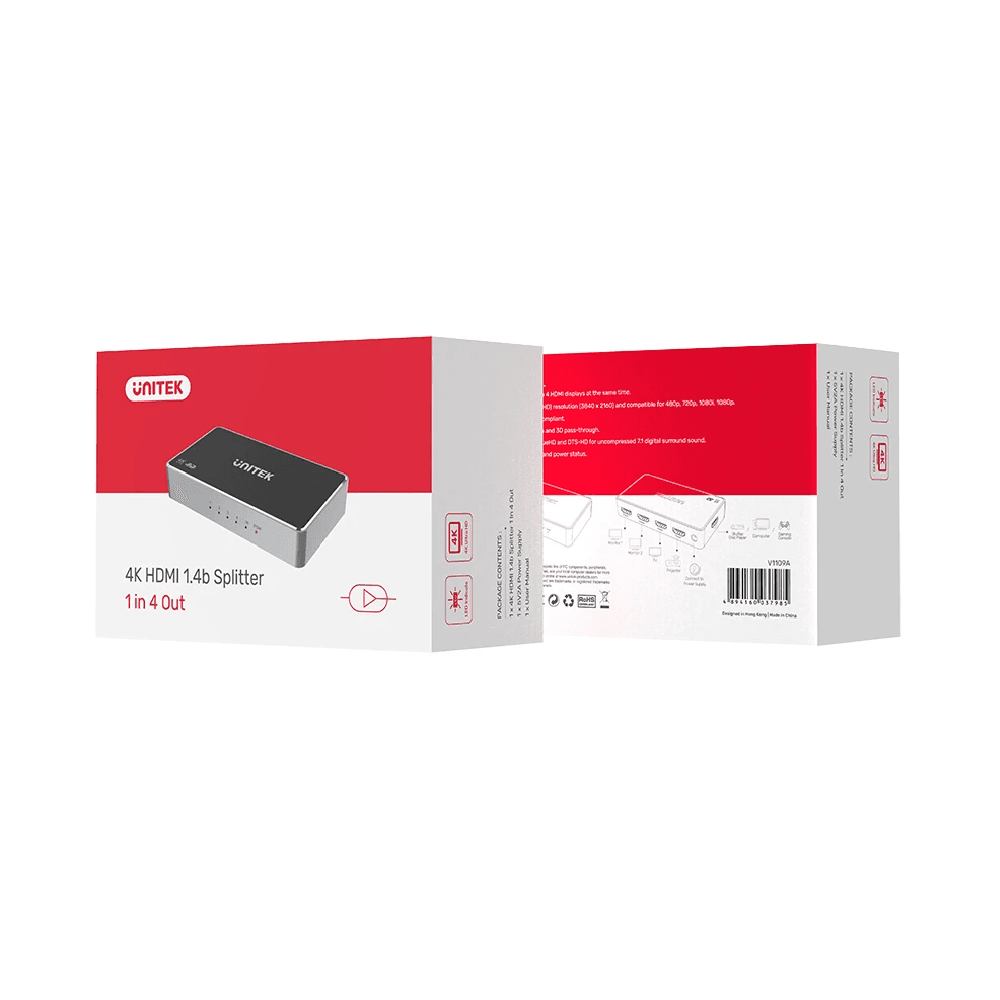 4K Hdmi Splitter 1 In 4 Out Unitech