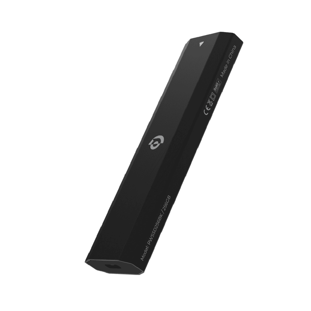 Powerology Dual Protocol 256Gb Portable Ssd Drive Black