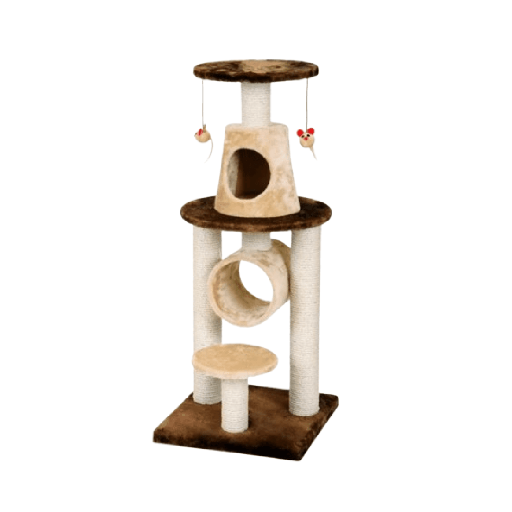 Bonalti Scratch Play Tower Post Toys For Cat Brown Beige