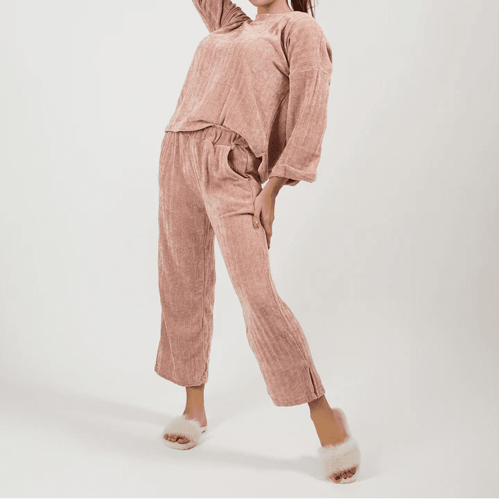 Be Cosy Knitted Loungewear Set In Pink