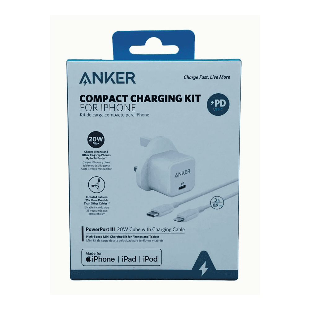 Anker Powerport 3 20W Cube With Charging Cable