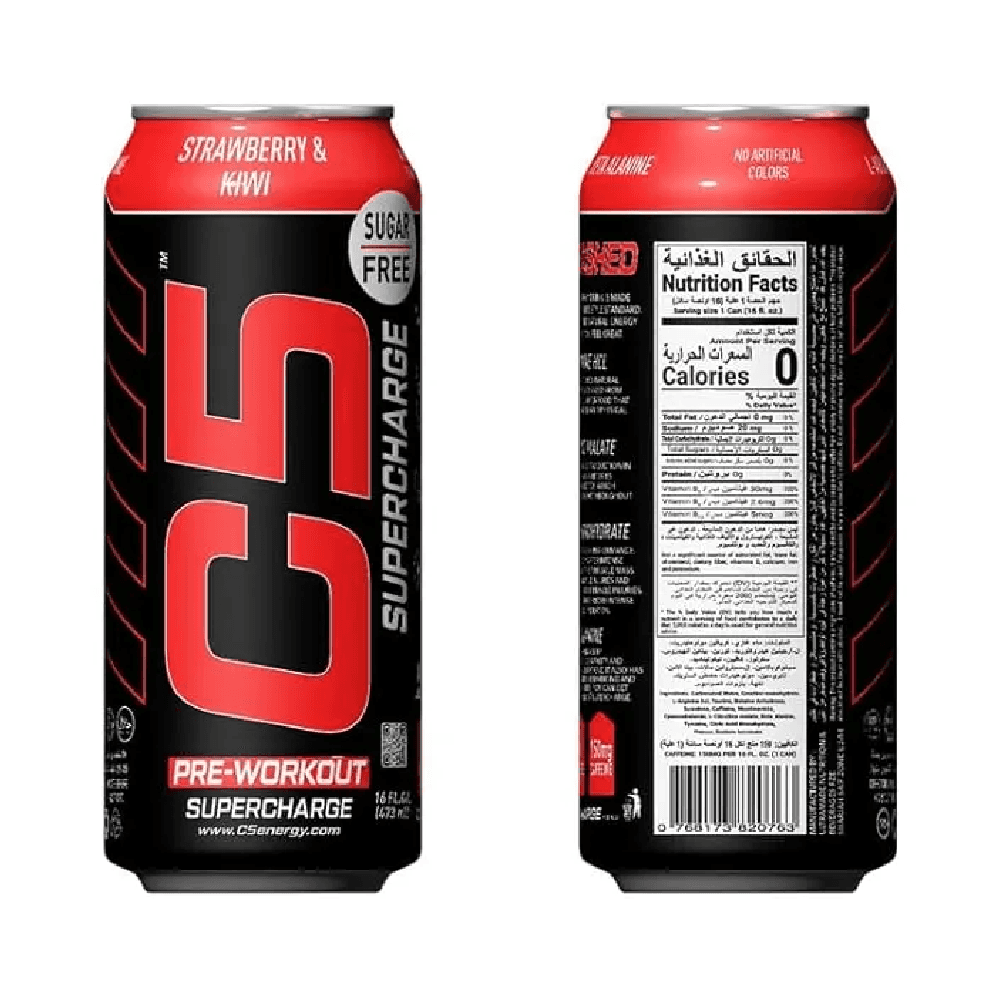 C5 Pre-Workout Supercharge 473Ml Strawberry & Kiwi Sugar Free (Buy 2 Get 1 Free)