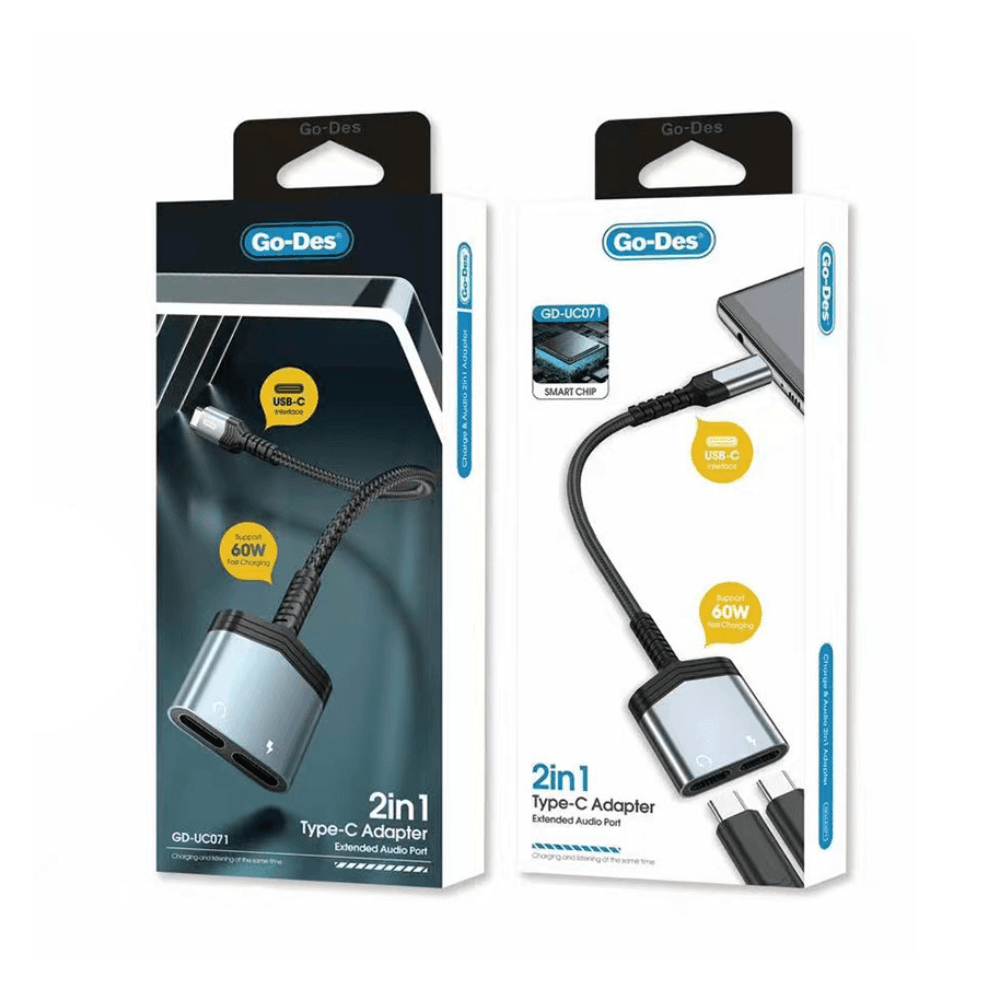 Go Des GD-UC071 2-in-1 USB-C to 2xC Adapter