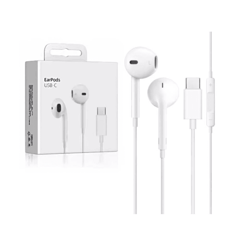 Apple Wired Earphones with Type-C Connector & ACEFAST 3-in-1 Fast Wireless Charger Stand White