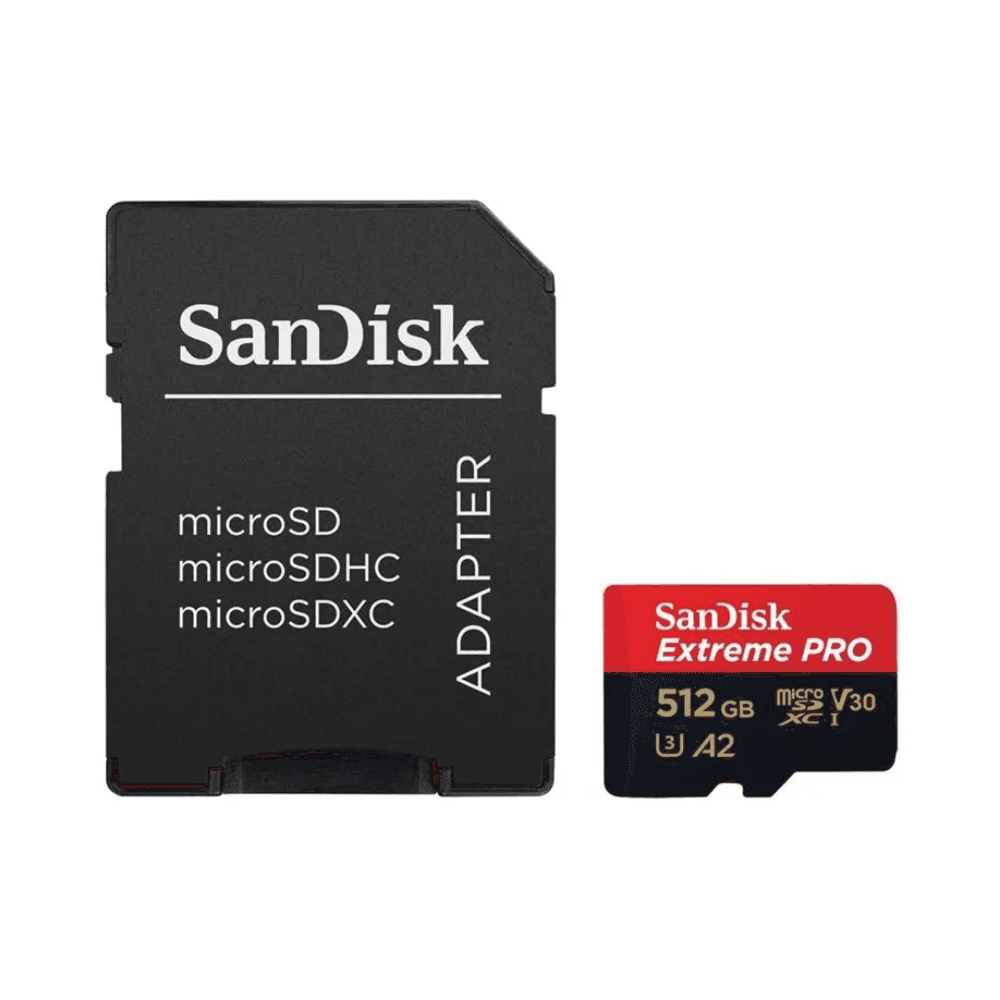 سان ديسك بطاقة ميكرو اس دي اكس سي اكستريم برو بسعة 512GB مع محول، سرعة قراءة 200MB/s وكتابة 140MB/s