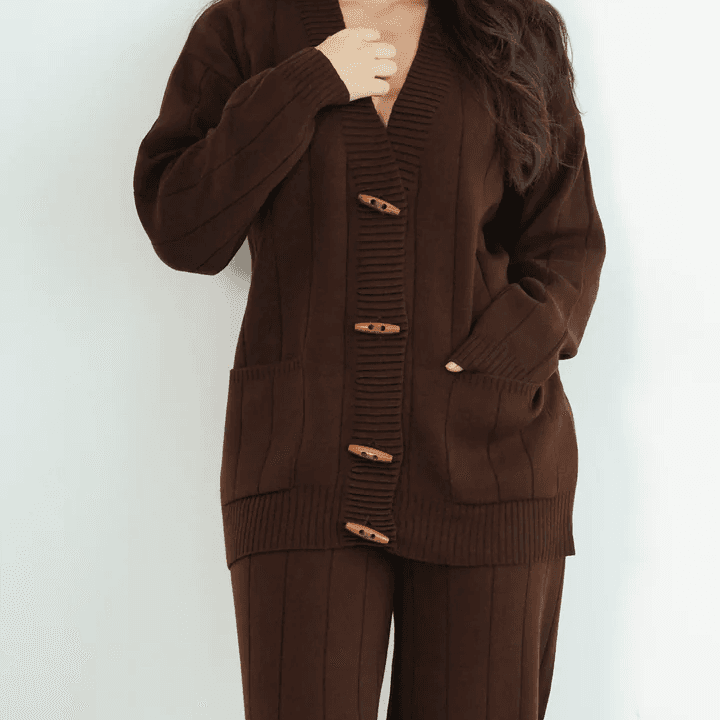 Becosy Brown Set Wood Button