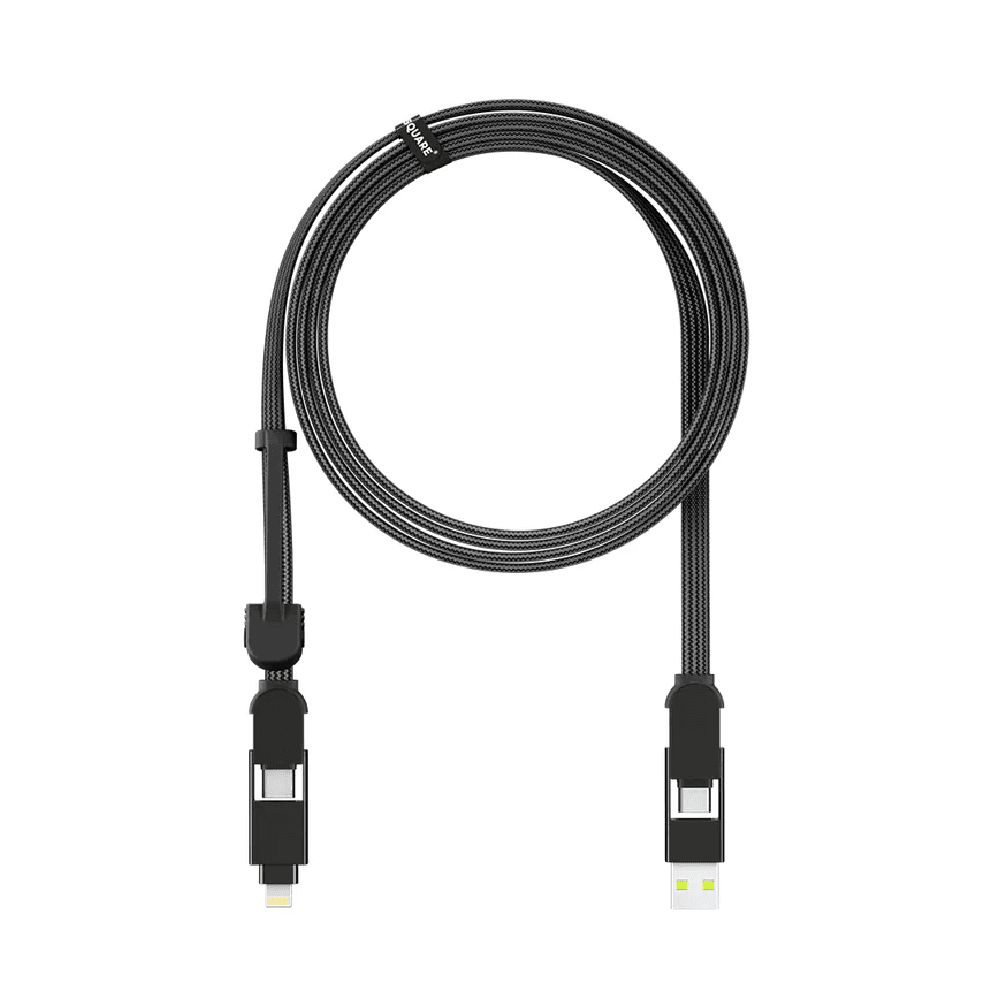 واير inCharge متعدد المداخل من Rolling Square / نوع 6 في 1 / طول 2 متر / قوة 100 واط / اسود