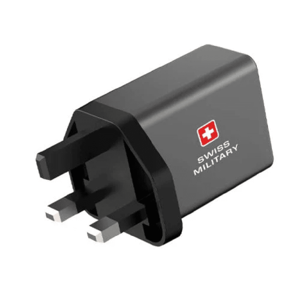 شاحن Swiss Military بقوة 30 واط Gan II + كابل USB C إلى USB C (لأجهزة iPhone وSamsung وiPad وغيرها.)