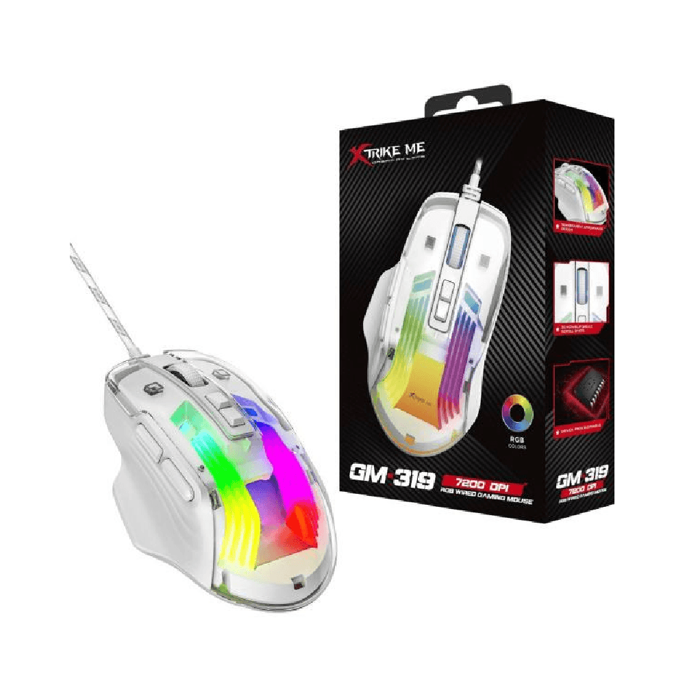 إكسترايك فأرة ألعاب RGB GM-319 بدقة 6400 نقطة في الانش بيضاء