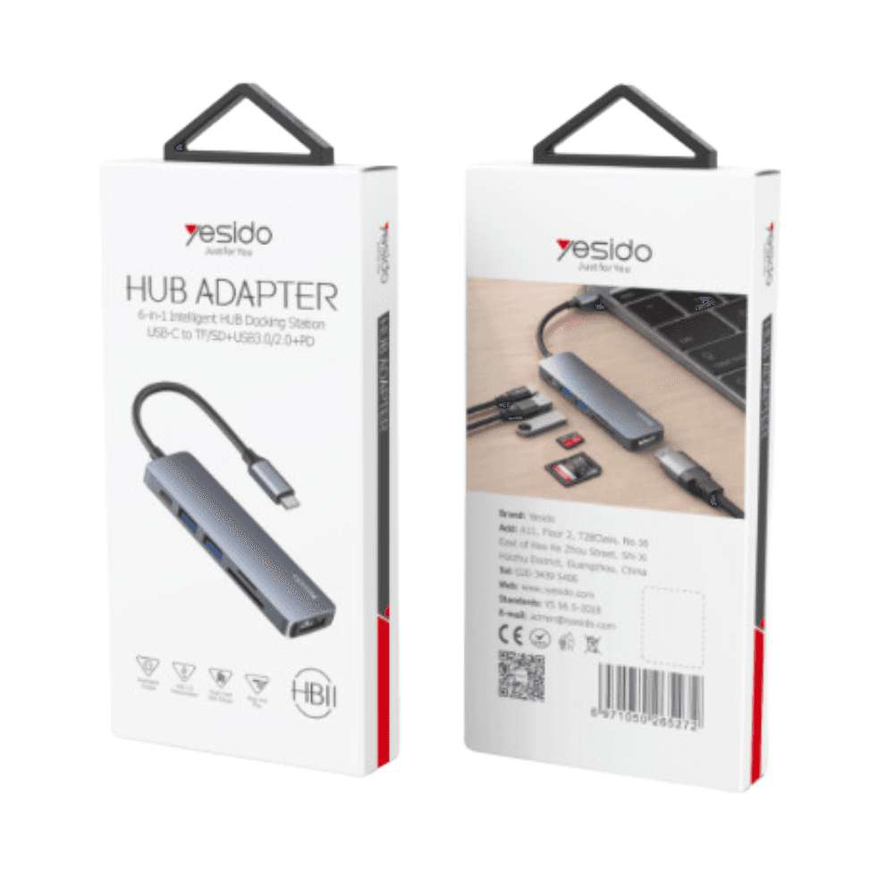Yesido HB11 6 In 1 Hub Adapter