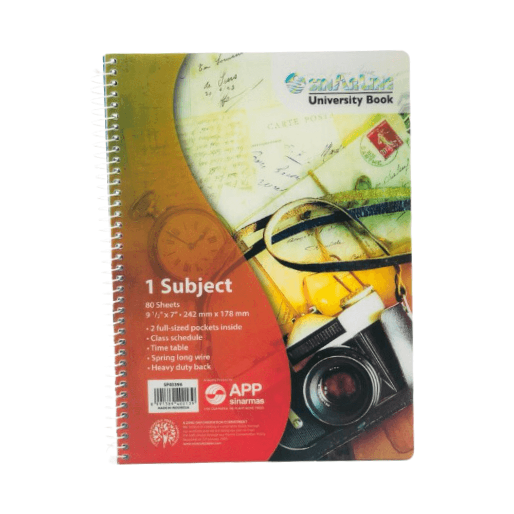 Sinarline 1 Subject Spiral Notebook 9.5 x 7 Inch Sp03396
