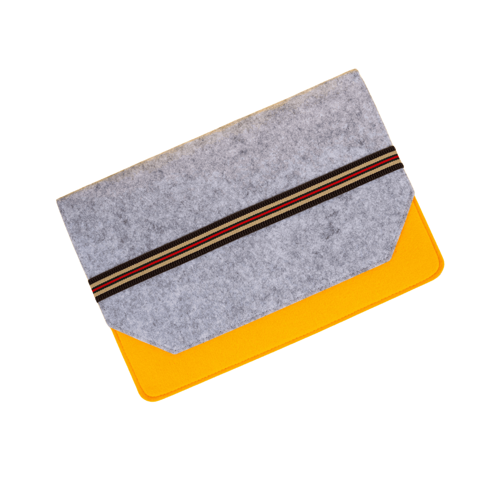 Felt Document Organiser Case - Grey & Orange With Colorful Stripes (Buy 1 Get 1 Free)