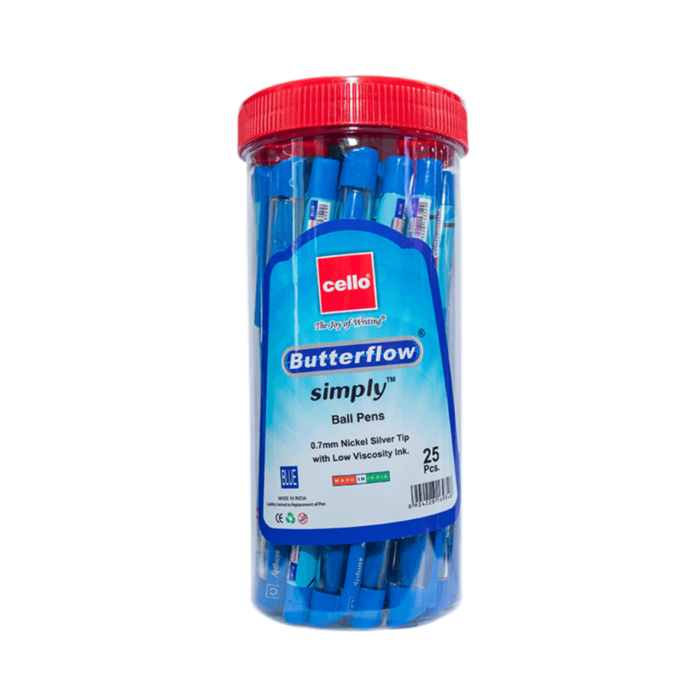 Cello Butterflow Ball Pens 25Pcs - Blue