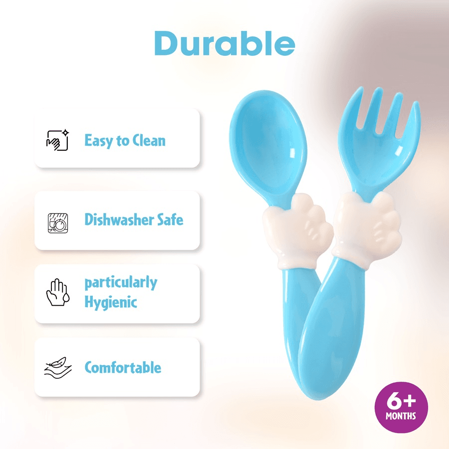 Disney Mickey Dinnerware Reusable Fork & Spoon (Blue)