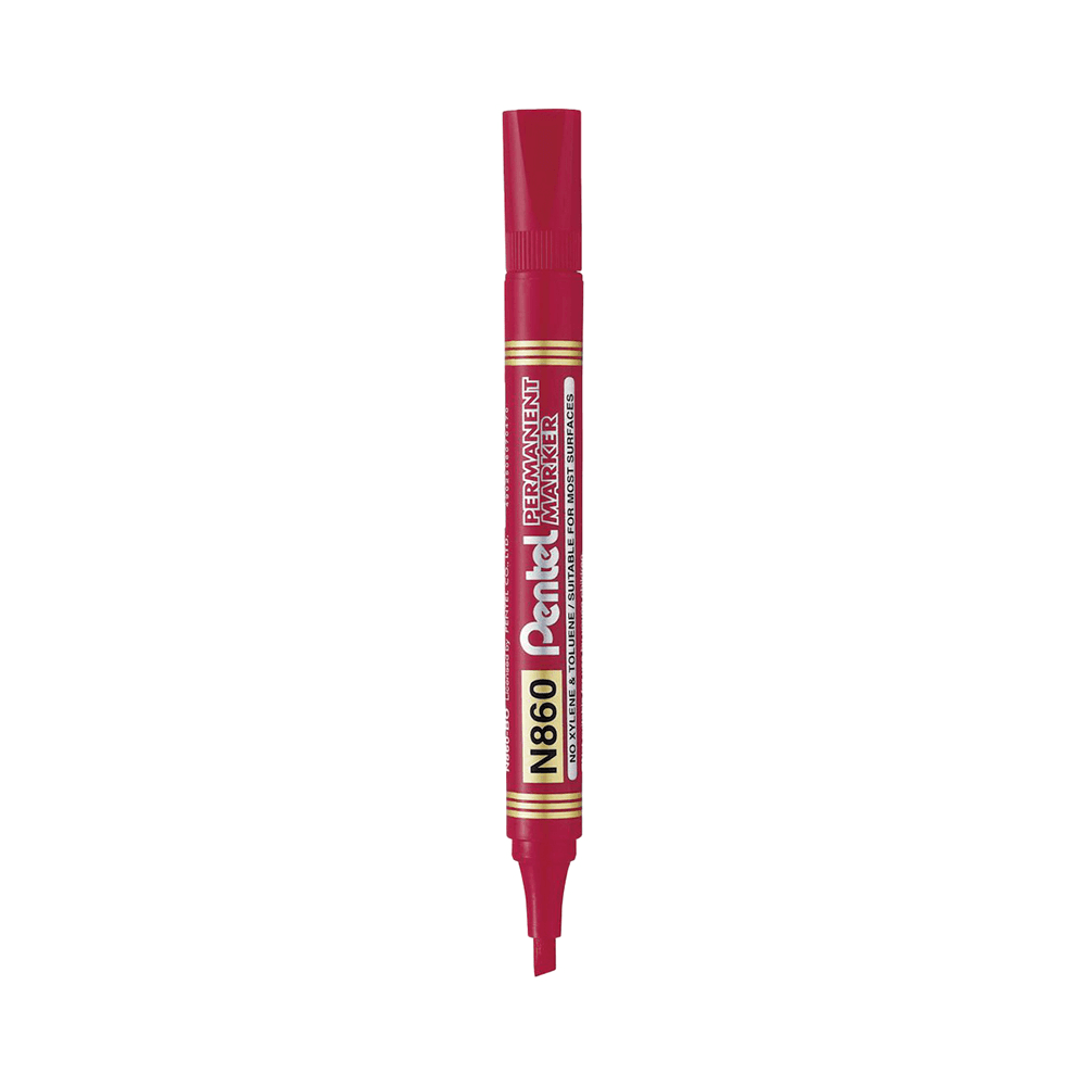 Pentel N860 Chisel Tip Permanent Marker - Red 307