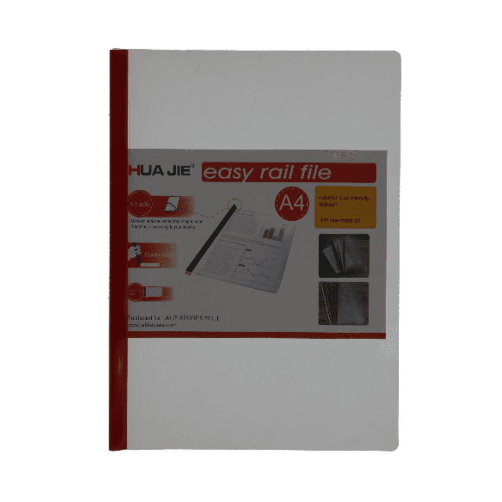 Hua Jie PP 19C A4 Clear File With Sliding Bar 23mm Spine - Red