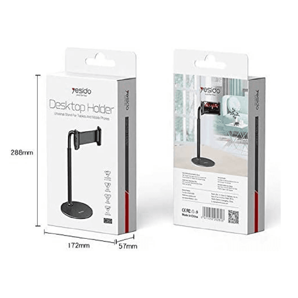 Yesido Multi Angle Adjustable Phone Holder Stand With 360 Degree Rotation For 4-11 Inch Phones & Tablets Black C89