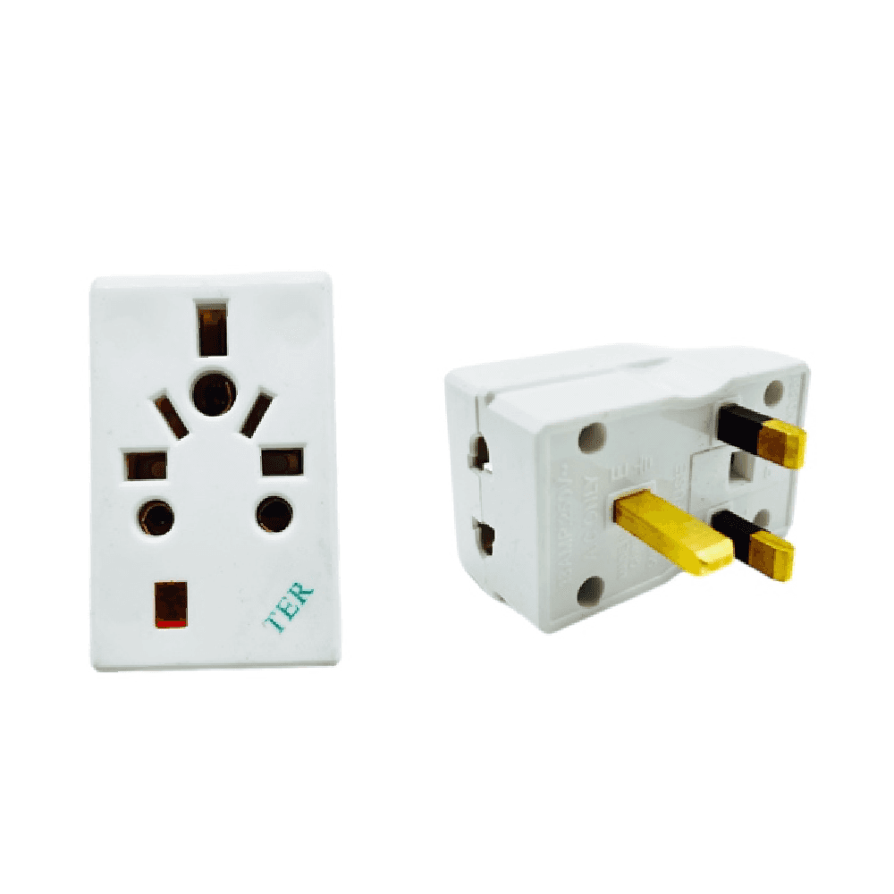 Multi Plug Adapter With Universal Socket & 2 Way 2 Pin 13A Fused Plug Socket LED Indicator 4340