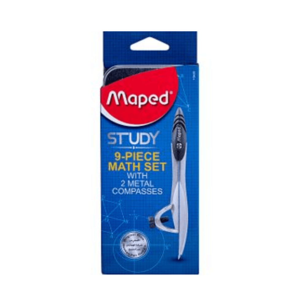 Maped 9 Piece Maths Set With 2 Metal Compasses
