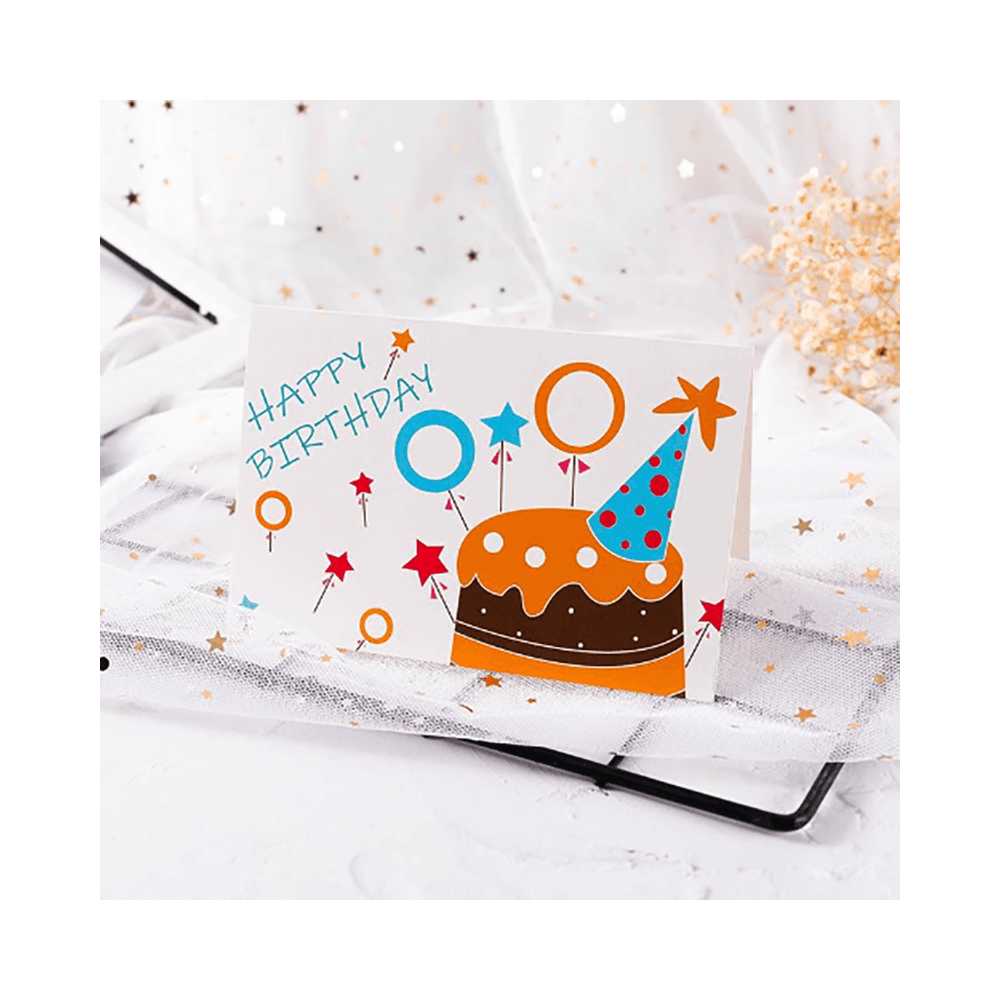 Orange Design Happy Birthday Card - White