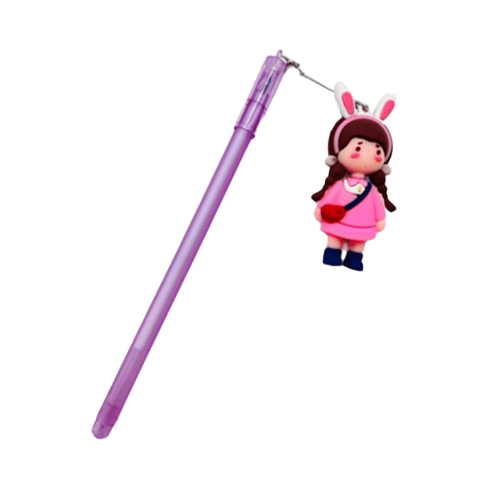 Blue Gel Pen With Fashion Cute Doll For Girls Outside 0.5mm - Purple 15697