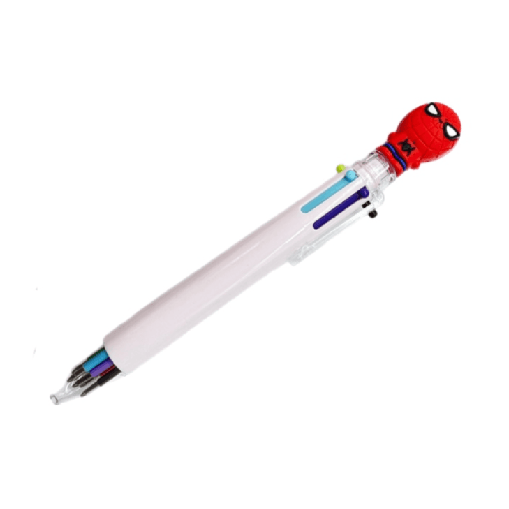 6 In 1 Spiderman Character Multicoloured Ballpoint Pen - Pink 15354