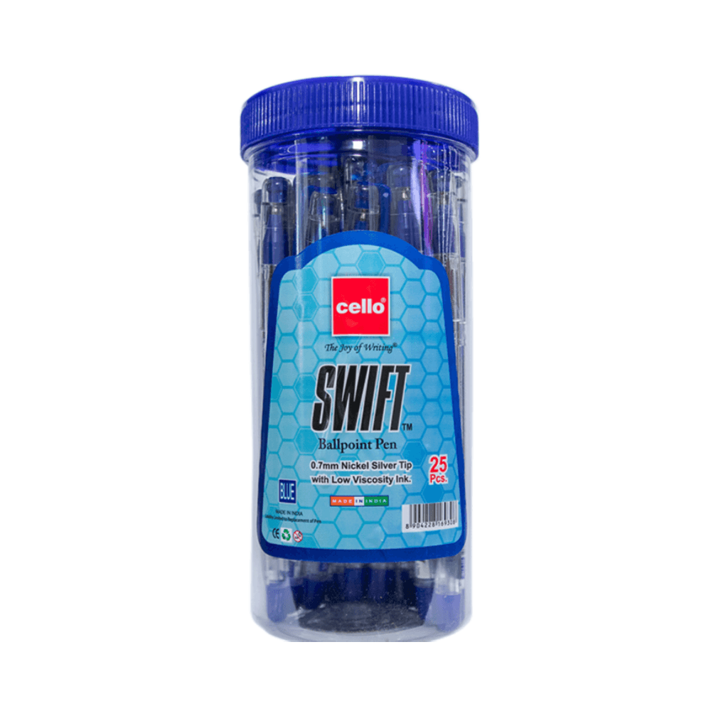 Cello Swift Low Viscosity Ink Ballpoint Pen Box 25Pcs - Blue