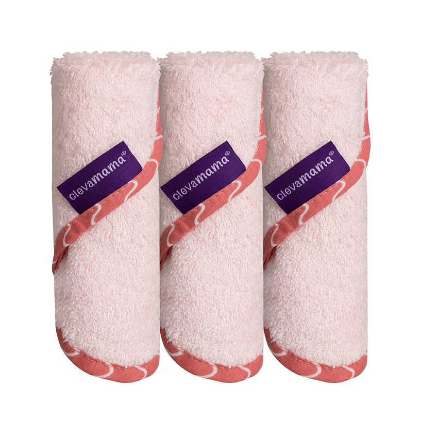 Clevamama Bamboo Baby Washcloth Set Pack Of 3 (Pink)