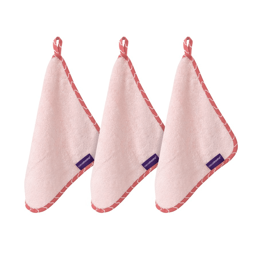 Clevamama Bamboo Baby Washcloth Set Pack Of 3 (Pink)