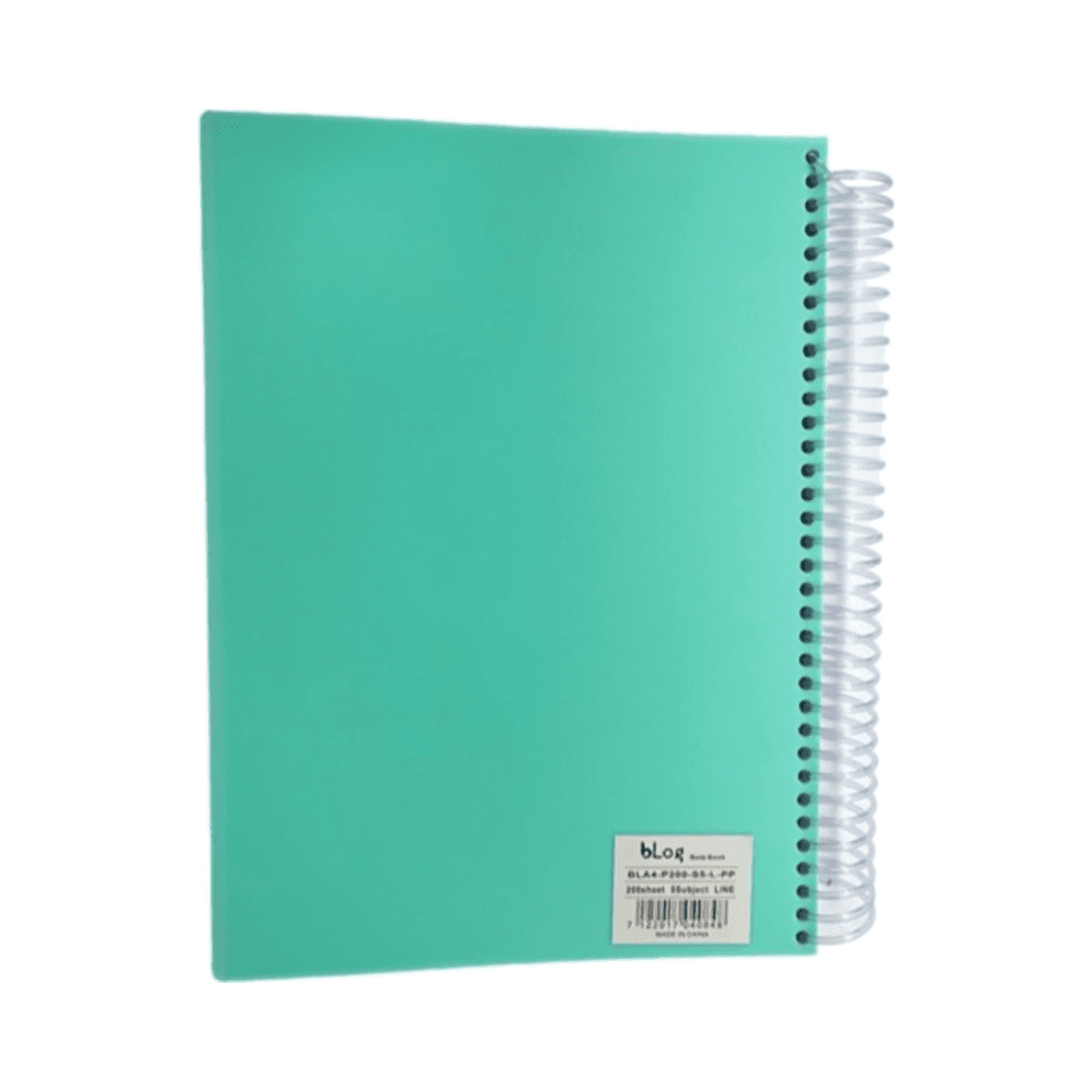 Blog University 5 Subject A4 Ruled Notebook 200 Sheets - Turquoise Green 10831