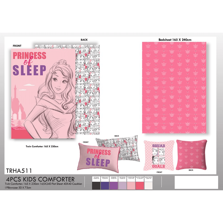 Disney Comforter Set Pack Of 4 (Princess)