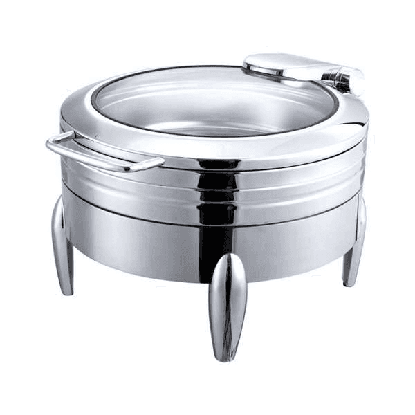 Vague S/Steel Round Chafing Dish With Glass Window 6 Liter/Bf-008