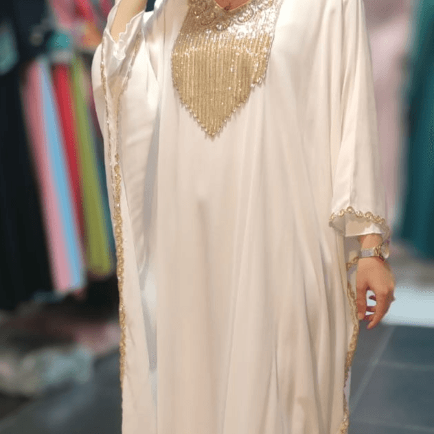 White Butterfly-Shaped Chiffon Jalabiya