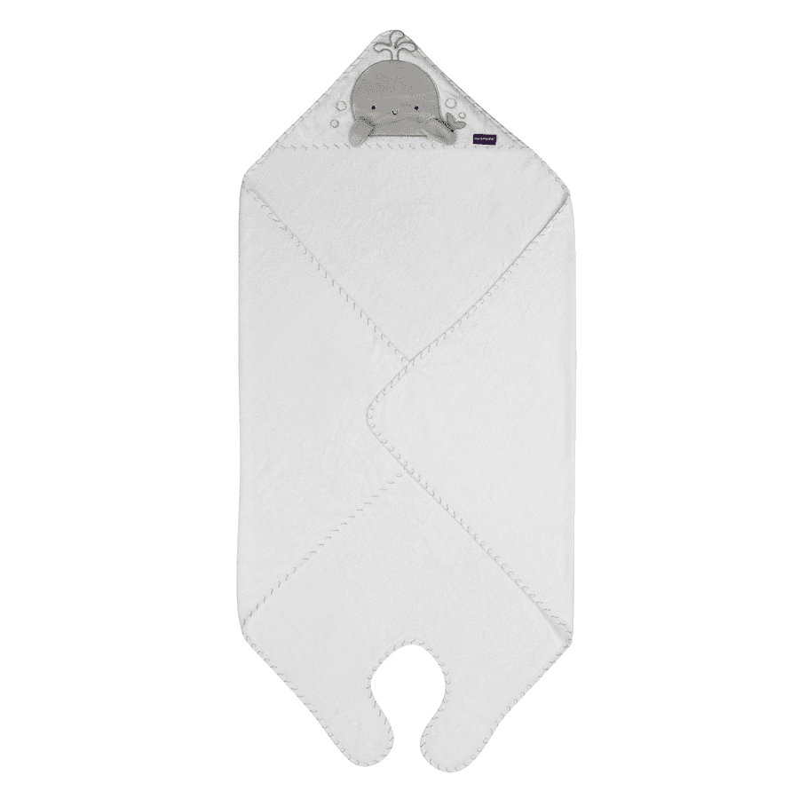 Clevamama Bamboo Apron Baby Bath Towel (White & Grey)
