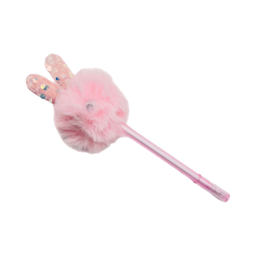 Pompom Rabbit Blue Ballpoint Pen - Pink 16106
