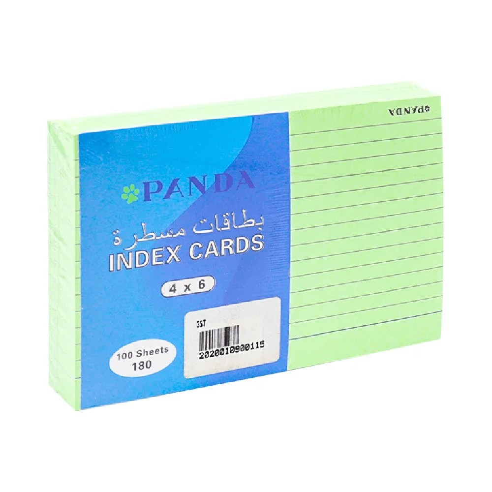 Panda Index Card 4x6 - Green