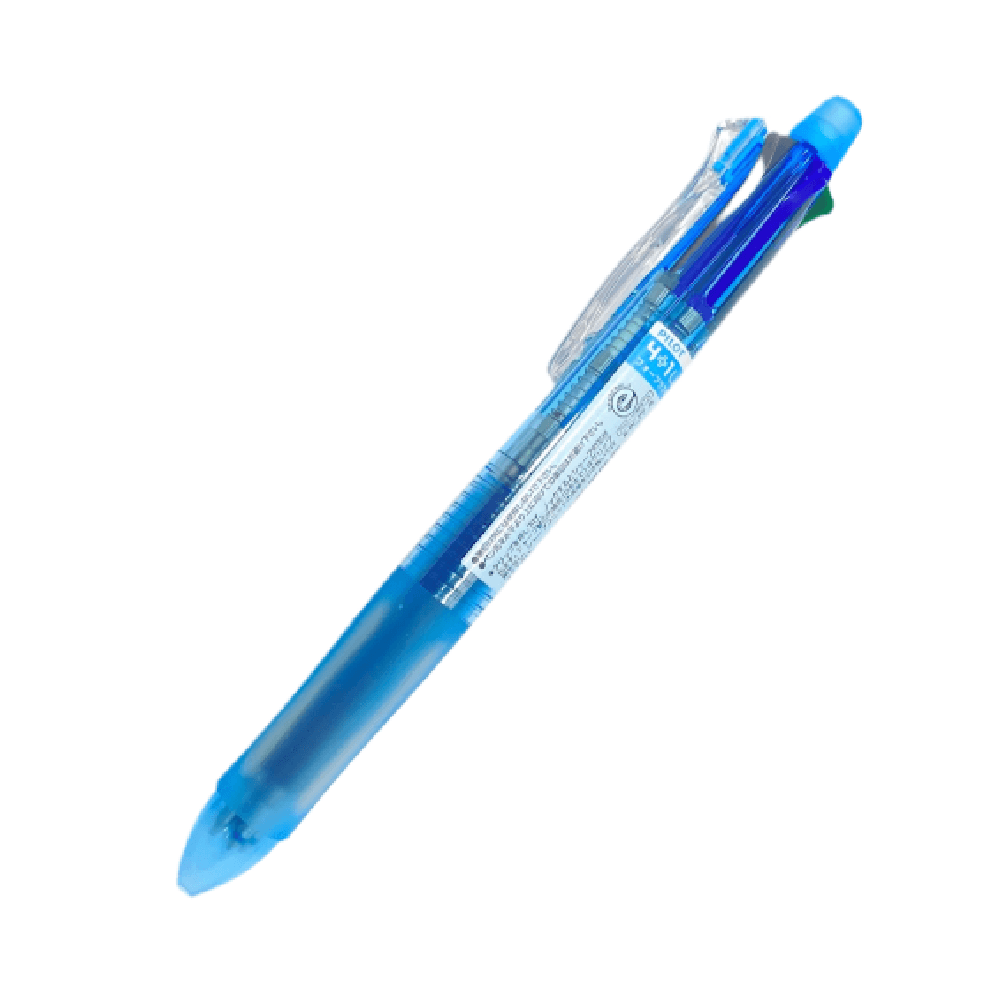 4 Color Integrated Pen With Pencil & Eraser Black/ Blue/ Red/ & Green Ink - Light Blue 4176