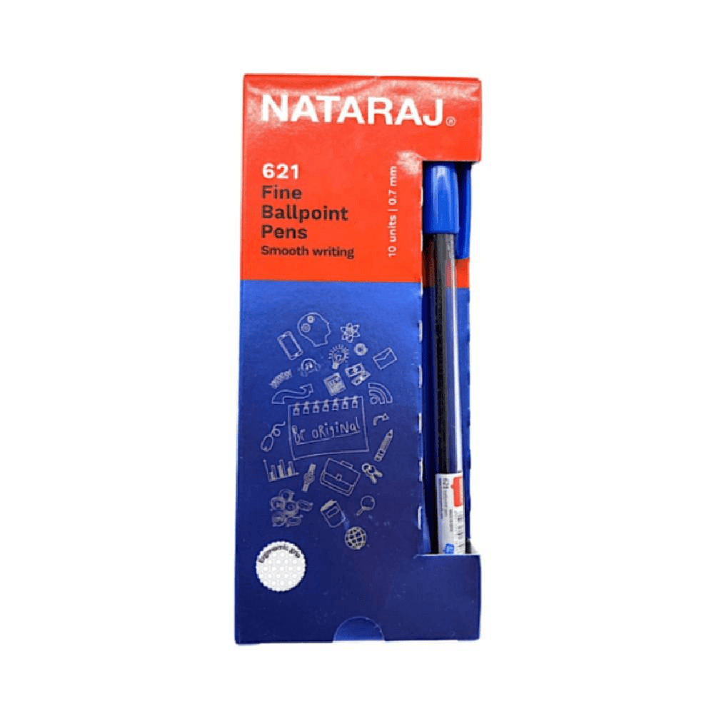 Nataraj Fine Ball Point Pens 0.7mm 10Pcs - Blue 8853