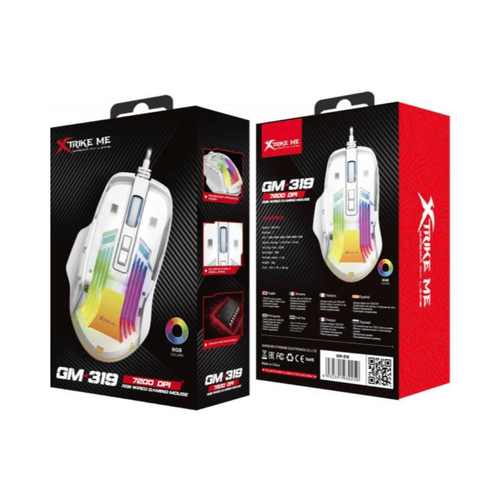 إكسترايك فأرة ألعاب RGB GM-319 بدقة 6400 نقطة في الانش بيضاء