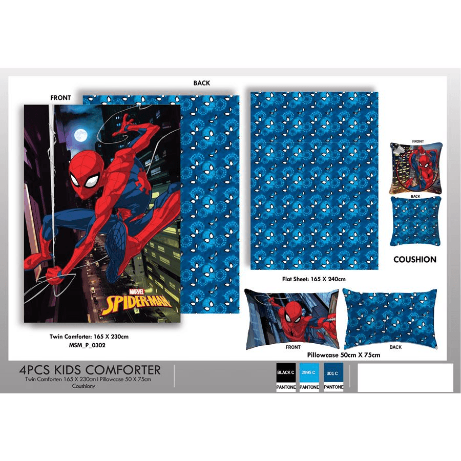 Disney Marvel Comforter Set Pack Of 4 (Spider Man)