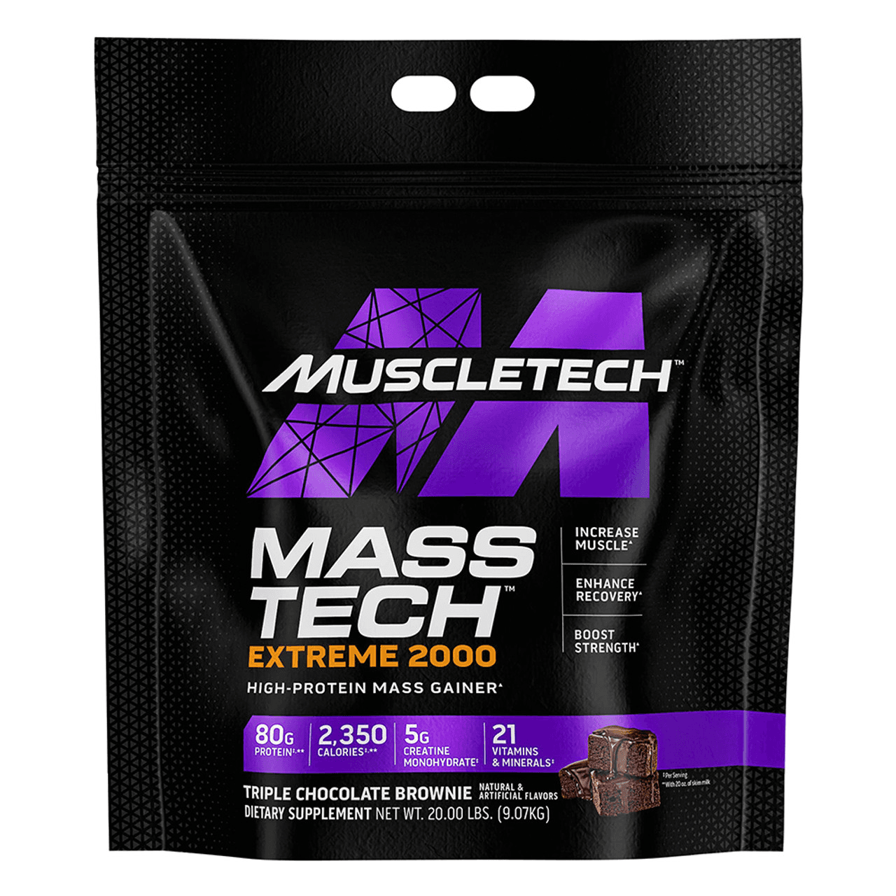 Muscle Tech Masstech Extreme 2000 Triple Chocolate Brownie 20 Lbs