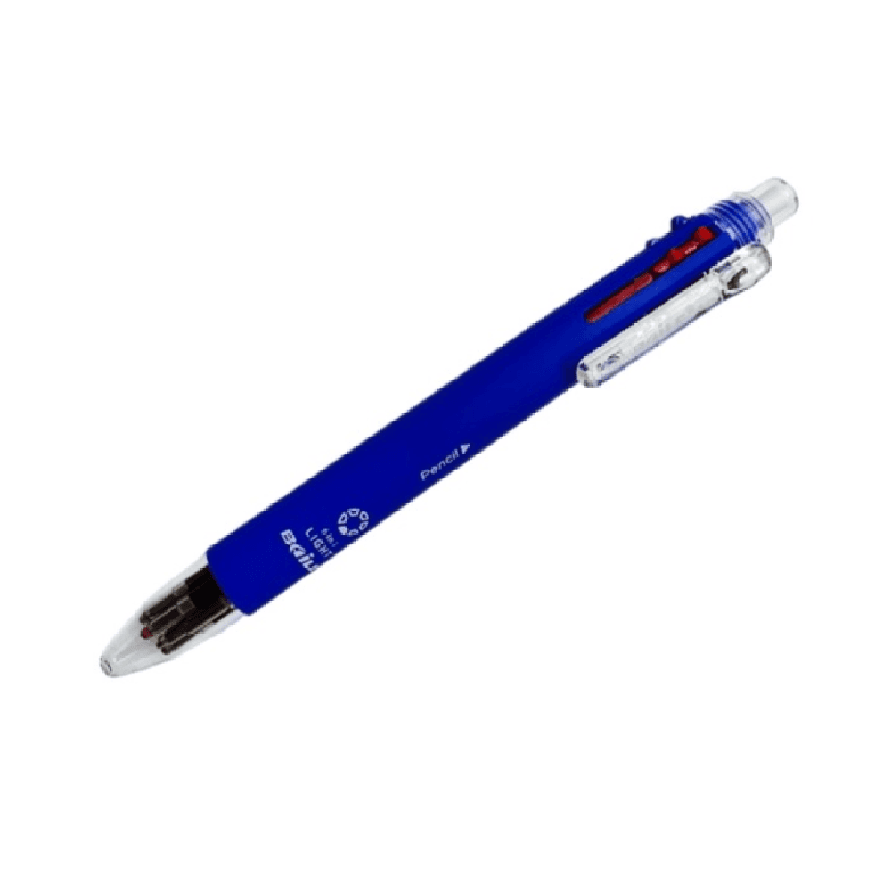 Baile 6 In 1 Mechanical Pencil With Eraser & Multicoloured 0.5mm Ballpoint Pen - Blue Black Red Green Purple Blue 1685