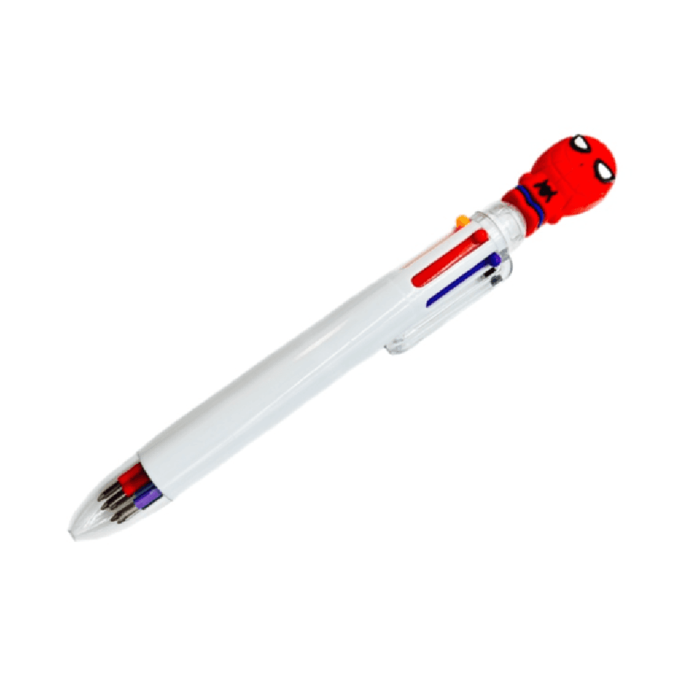 6 In 1 Spiderman Character Multicoloured Ballpoint Pen - White 15354