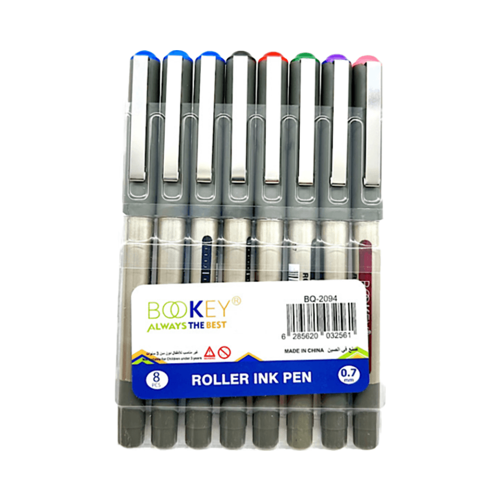 Bookey Roller Ink Pen 0.7mm MultiColour 1 Pack 8Pcs 9326