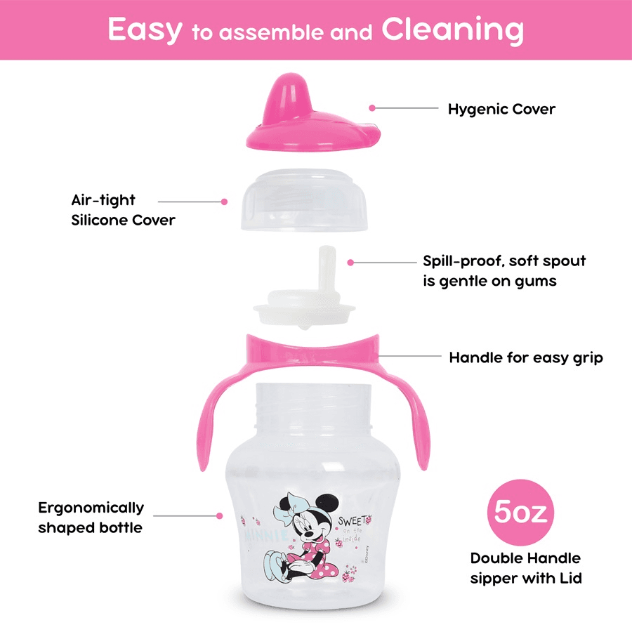 Disney Bpa Free Double Handle Sipper With Lid 4Oz (Pink)